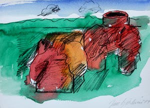 Jan Sierhuis - Met de hand ingekleurde litho (aquarel) - 1974 kopen? Bied vanaf 55!