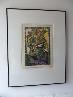 Maurice Lenders - Houtsnede. titel, King Bongo. kopen? Bied vanaf 35!