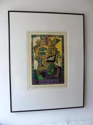 Maurice Lenders - Houtsnede. titel, King Bongo. verkocht voor € 35!