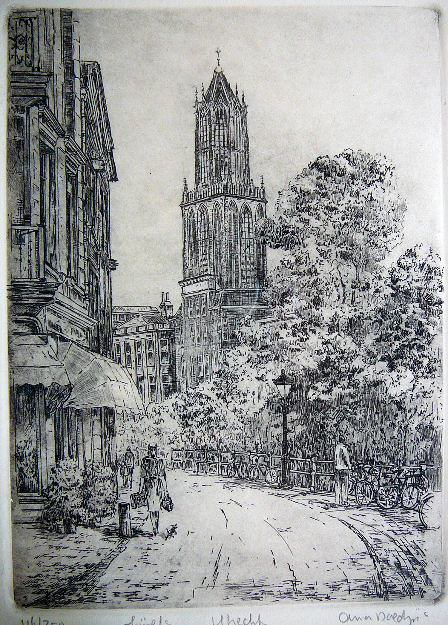 Anna Doedijns - Utrecht Oudegracht kruising Vinkenburgstraat -lijnets- verkocht voor € 35!