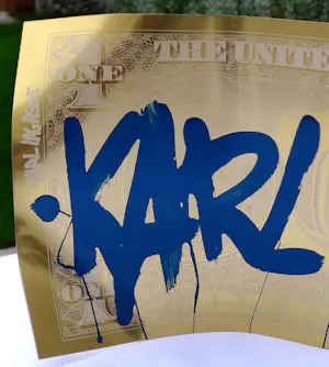 Karl Lagasse - ONE DOLLAR GOLD KARL LAGASSE – Skulptur kopen? Bied vanaf 500!