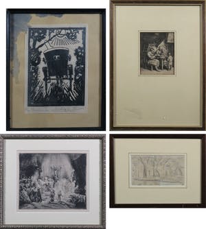 Niet of onleesbaar gesigneerd - Lot van vier diverse werken kopen? Bied vanaf 1!