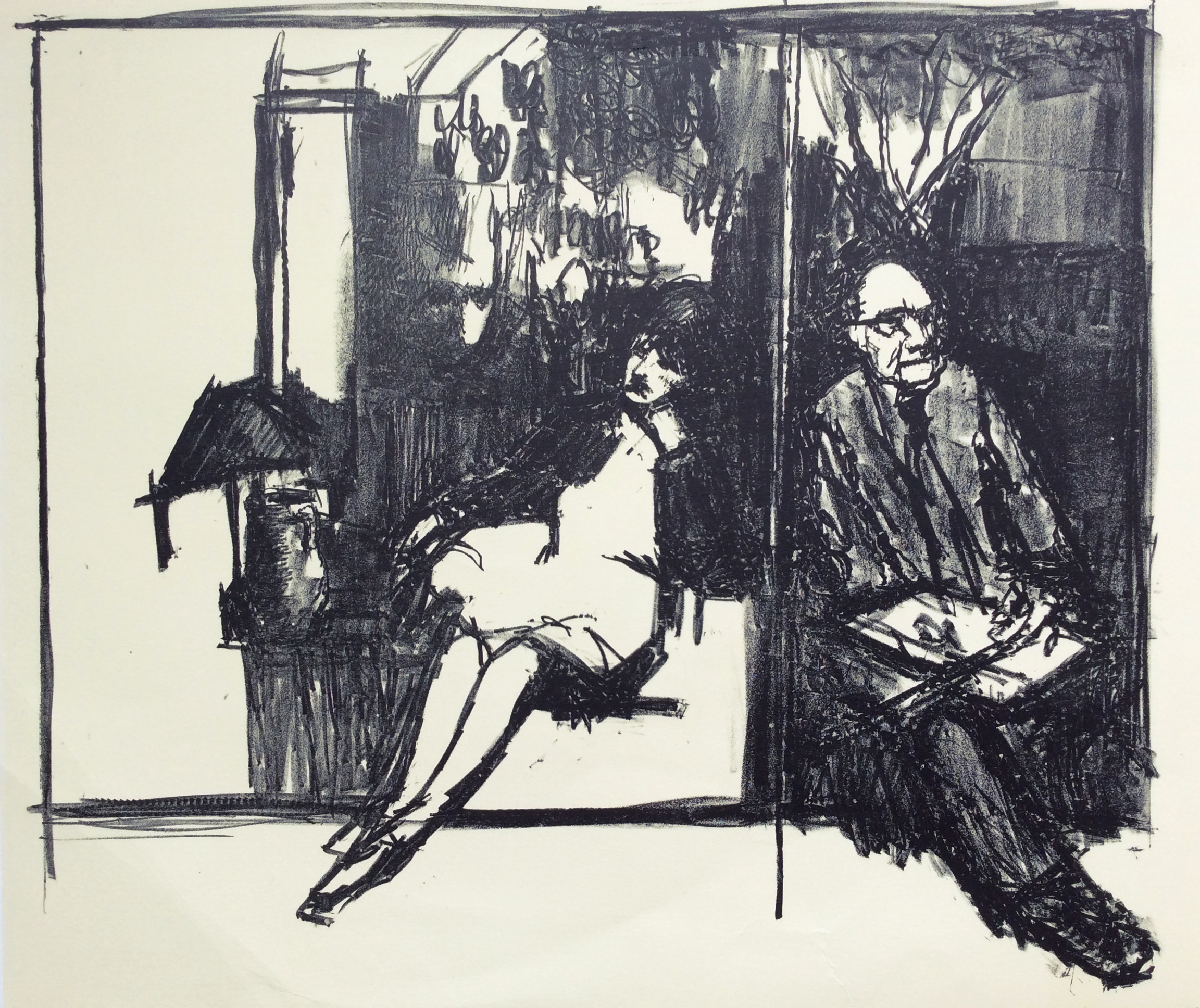 Kees Verwey - Kees en Jeanne in het atelier - lithografie kopen? Bied vanaf 69!