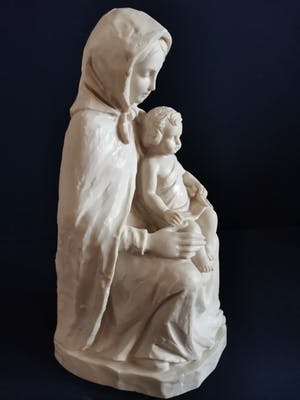 Lorenzo Dal Torrione - Religieus beeld van Moeder met Kind in albast kopen? Bied vanaf 125!