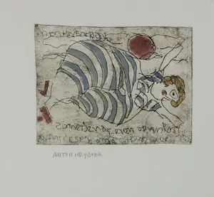 Anton Heyboer - Ets, Zonder titel - Ingelijst kopen? Bied vanaf 200!