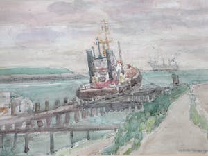 Gerard Menken - Haveningang Westerschelde Vlissingen - Aquarel kopen? Bied vanaf 1!