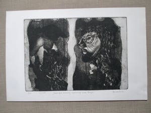 Hans Blanken - Ets "Met het visseoog speurende krijger" kopen? Bied vanaf 35!