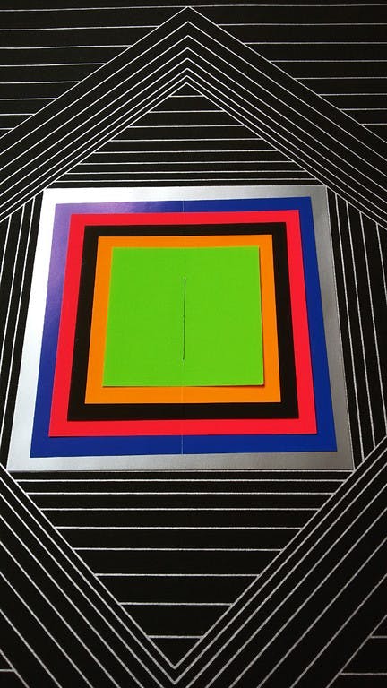 Niet of onleesbaar gesigneerd - Geometrische compositie, zeefdruk met collage kopen? Bied vanaf 1!