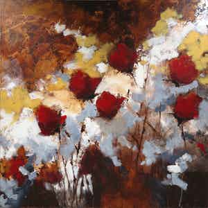 Carolina Paulussen - Acryl op doek, Rozen (Zeer groot 2 x 2 m!) verkocht voor € 450!