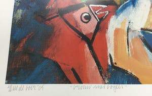 Rem de Boer - Vrouw met vogels | offsetlitho - ingelijst kopen? Bied vanaf 25!