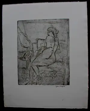 Jan Wiegers - Ets: naakte dame liggend op bed kopen? Bied vanaf 95!