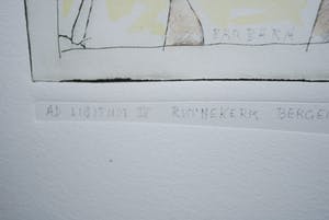 Ruud Willemse - Canto Ostinato - Ruïnekerk Bergen NH - ets/aquarel en potlood, 1988 kopen? Bied vanaf 25!
