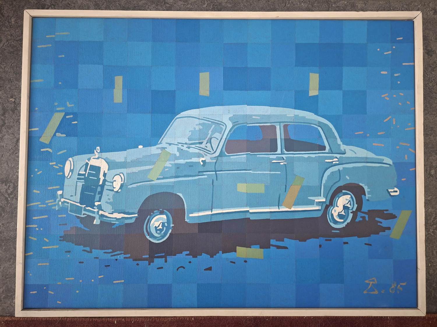 Sjef Toby - groot schilderij J (Sjef) Toby - Mercedes 180 - 1985 kopen? Bied vanaf 180!