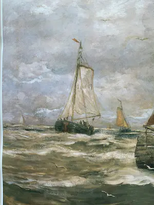 Hendrik Willem Mesdag - Zeilboot Scheveningen 96 affiche plus boek Magisch Panorama Mesdag kaufen? Bieten Sie von 35!