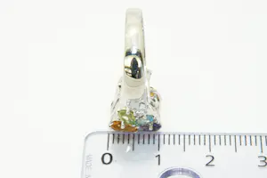44 - 18 karaats witgouden ring met kleurstenen en diamant 0.12 crt briljant kopen? Bied vanaf 420!
