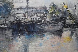 Jan van der Veer - Nieuwe Haagse School - Spaarne, Haarlem - ingelijste aquarel kaufen? Bieten Sie von 90!