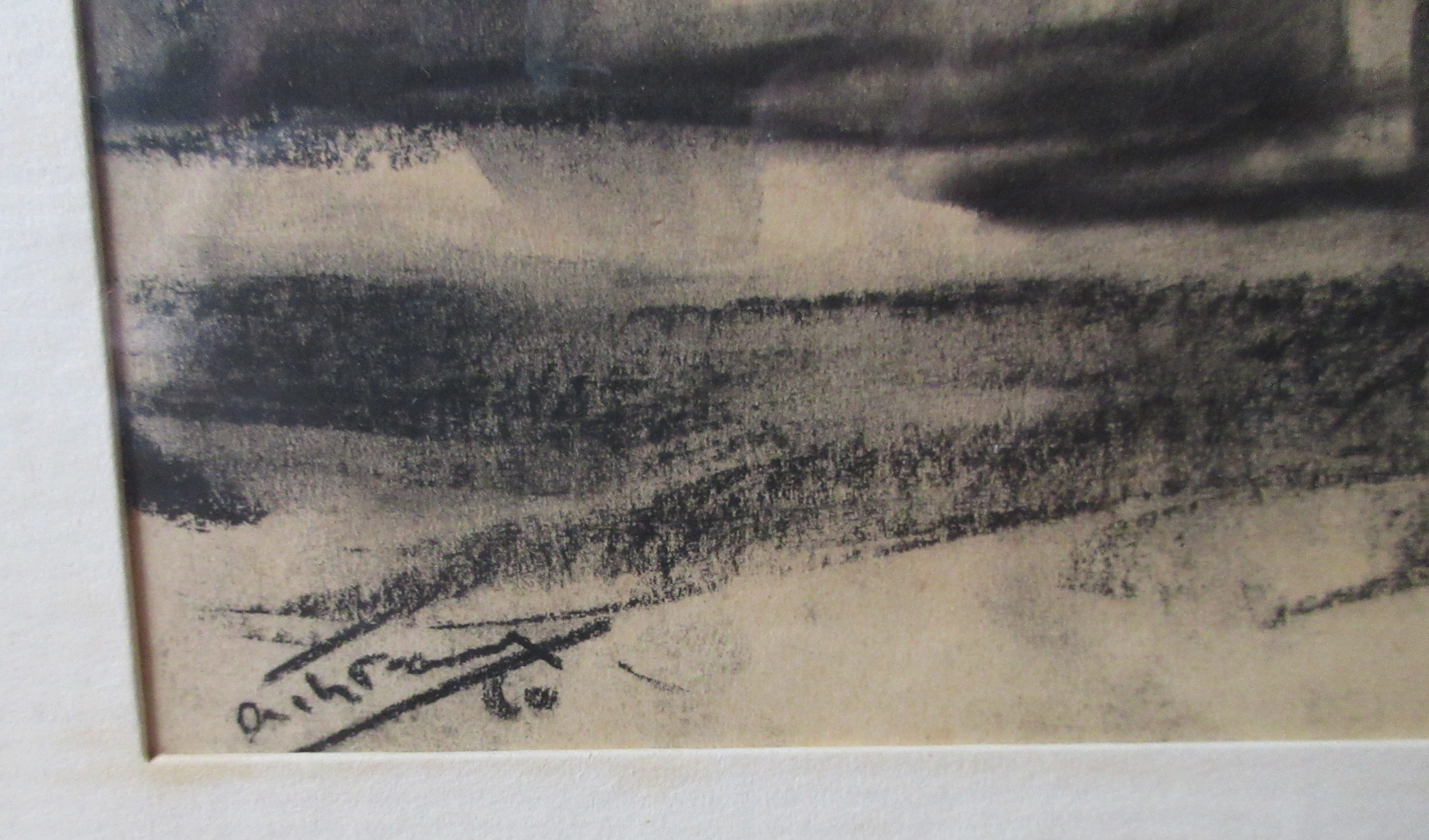 Niet of onleesbaar gesigneerd - Houtskool tekening Surinaams landschap of straatje - gesigneerd kopen? Bied vanaf 1!