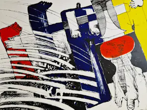 Hannes Postma - Grote kleuren Lithografie - Essay in Ballistics II- 1965 - handgesigneerd kopen? Bied vanaf 20!