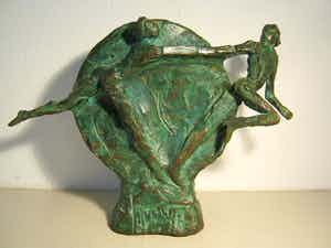 Jits Bakker - Brons sculptuur - gesigneerd - "Estafette" verkocht voor € 600!