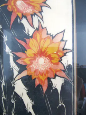 Arie Zonneveld - Arie Zonneveld - Bloeiende cactus - handgesigneerde houtsnede kopen? Bied vanaf 100!