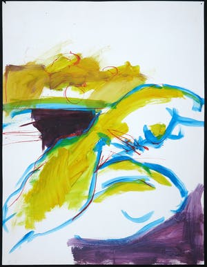 Franscz Witte - Acryl op papier, Geel-blauw-paars compositie kopen? Bied vanaf 1!