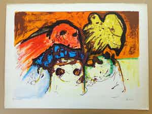 Mogens Balle - COBRA-ABSTRACTIE / KLEURLITHO / 56x76cm / SIG verkocht voor € 140!