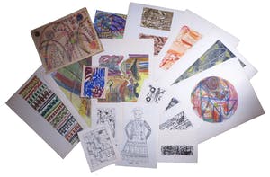 Niet of onleesbaar gesigneerd - Lot van 18 werken, zowel Abstract als Figuratief kopen? Bied vanaf 1!