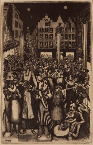 Cor de Wolff - Koningin Wilhelminafeesten 1948 - 1952 - ets op papier kopen? Bied vanaf 20!