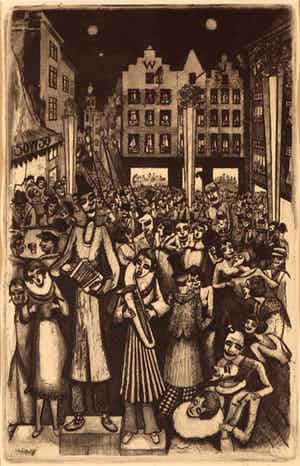 Cor de Wolff - Koningin Wilhelminafeesten 1948 - 1952 - ets op papier verkocht voor € 20!