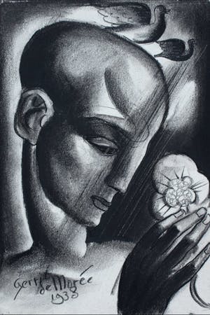 Gerrit de Moree - Tekening: Vrouwelijk figuur met bloem - 1938 kopen? Bied vanaf 99!