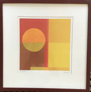 Niet of onleesbaar gesigneerd - Amaina, Twee offsetlitho’s ,Cubic Heat en Sunset, ingelijst kopen? Bied vanaf 1!