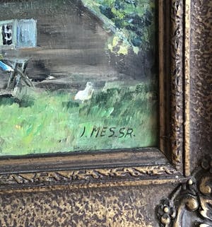 Jaap Mes - Landschap met molen , olieverf op paneel , gesigneerd J.Mes sr kopen? Bied vanaf 25!