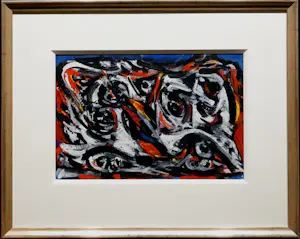 Theo Wolvecamp - Ingelijste gouache: compositie (mooi ingelijst!) kopen? Bied vanaf 2500!