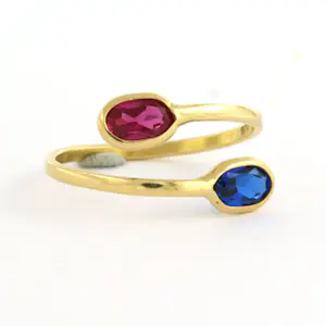 18k geel gouden ring bezet met robijn en saffier ringmaat 16.5(52) kopen? Bied vanaf 130!