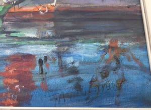 Frederik Amalius van Oostveen - Haven (Denemarken?) | Fraai olieverfschilderij kopen? Bied vanaf 100!