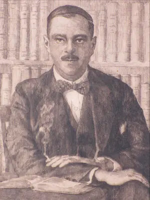 Jozef van Raay - Rokende heer voor boekenkast - Ets kopen? Bied vanaf 40!