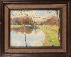 Albert Mulder - Olieverf op doek, Landschap met koeien - Ingelijst kopen? Bied vanaf 50!