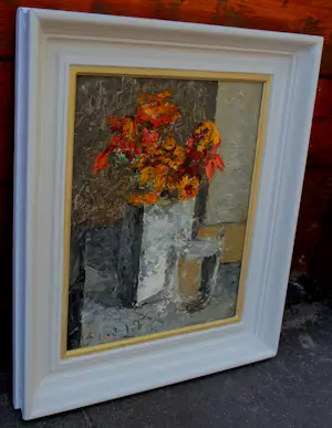 Alfred Lob - Ingelijste olieverf op board: Bloemstilleven kopen? Bied vanaf 299!