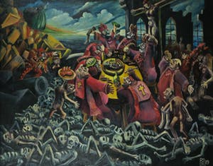 Richard van der Spek - Olieverf op marouflé, Kerstpolka - Ingelijst (Zeer groot) kopen? Bied vanaf 150!