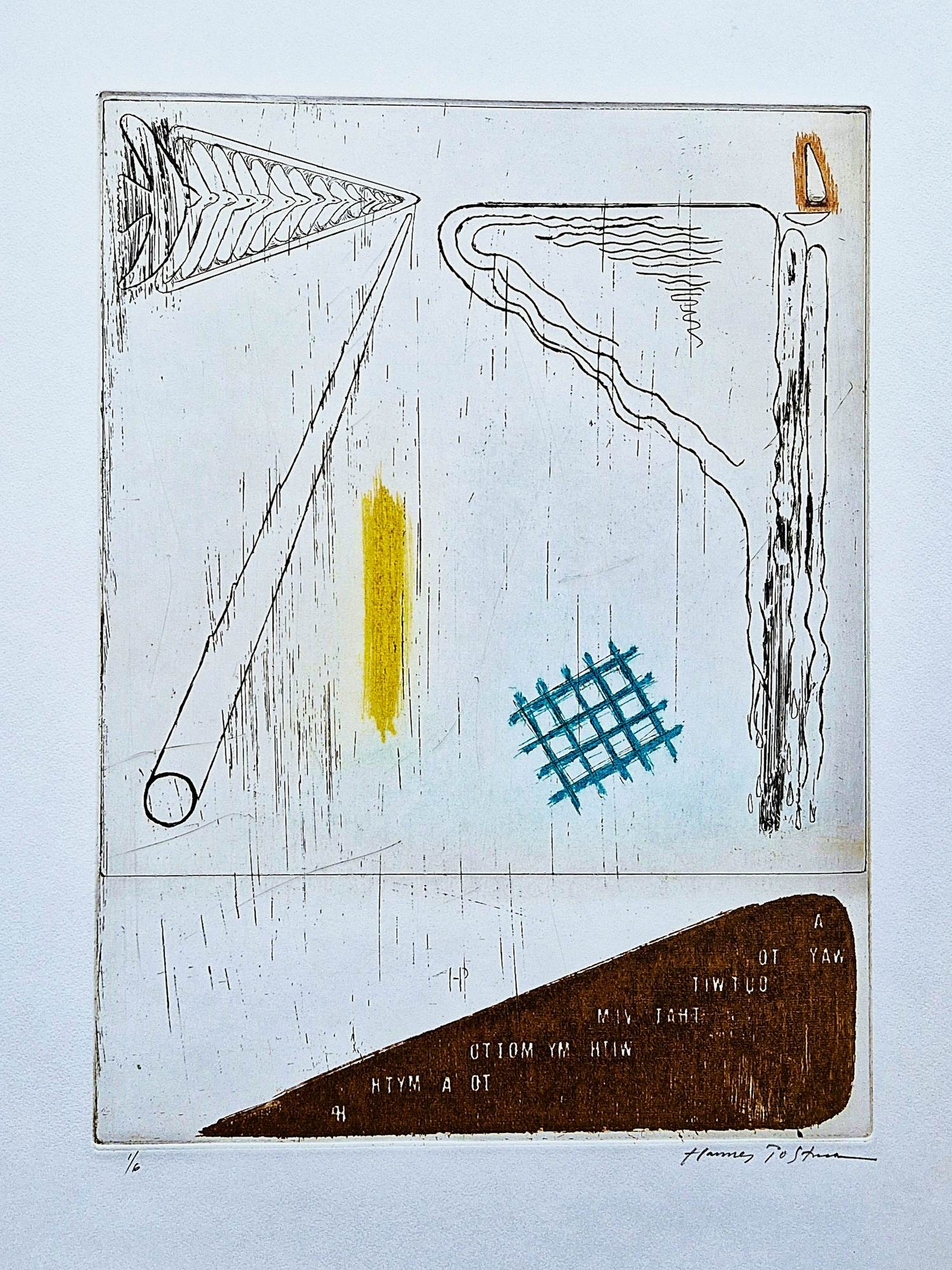 Hannes Postma - Handgekleurde reliëf Ets - zeer kleine oplage (1/6) "a way to outwit ..." kopen? Bied vanaf 37!