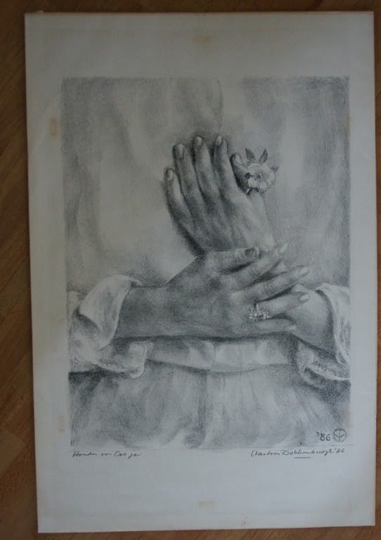 Aart van Dobbenburgh - Laatste x! Aart van Dobbenburgh - "Handen van Cas jr" - litho uit 1986 kopen? Bied vanaf 1!