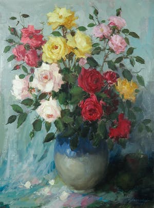 Theodorus van Oorschot - Olieverf op doek, Bloemstilleven - Ingelijst kopen? Bied vanaf 250!