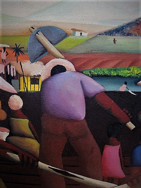 Niet of onleesbaar gesigneerd - Brazilie Naïeve Kunst "Boeren op het land bij de Iguaçu rivier" gesigneerd kopen? Bied vanaf 1!