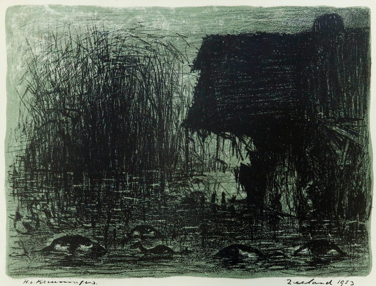 Harry van Kruiningen - Litho, Zeeland 1953 verkocht voor € 40!