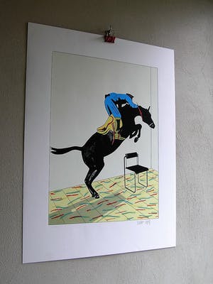 Hans Wap - Zeefdruk 'De Sprong' uit de Grafiekserie 'Het Dagelijks Leven' 1987 kopen? Bied vanaf 50!