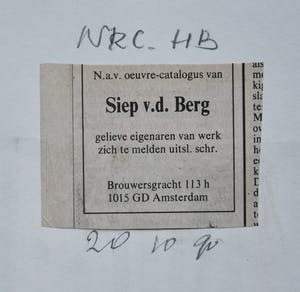 Siep van den Berg - # CONSTRUCTIVISTISCHE COMPOSITIE/Collage # 1990, mint kopen? Bied vanaf 49!