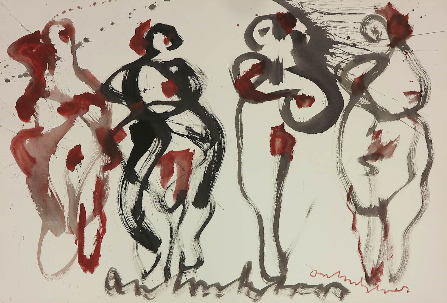 Anton Heyboer - Zeer grote inkttekening, Vier vrouwen kopen? Bied vanaf 350!