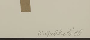 Klaas Gubbels - Gemengde techniek (collage en potlood), Stilleven tafel en peer - Ingelijst kopen? Bied vanaf 1!