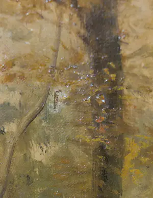 Niet of onleesbaar gesigneerd - Olieverf op doek, Boslandschap met weerspiegeling in water - Ingelijst kopen? Bied vanaf 1!
