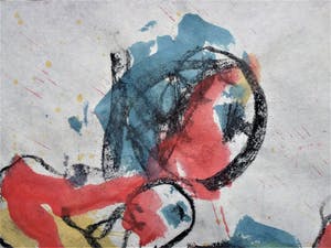 Anton Heyboer - 2 vrouwen 1 met kind kleurrijke schildering . kopen? Bied vanaf 350!